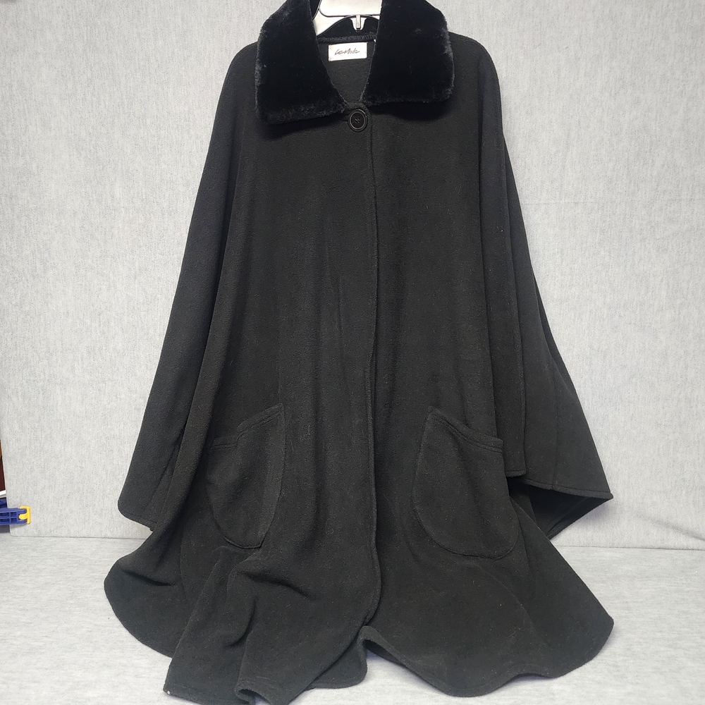 Black Cape with Faux Fur Collar